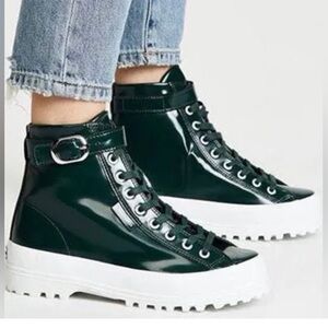 Superga x Alexa Chung patent leather high top boots